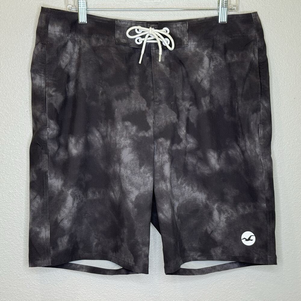 Hollister Epic Flex Stretch Swim Trunks Mens Size 34 Black Gray Pockets Briefs
